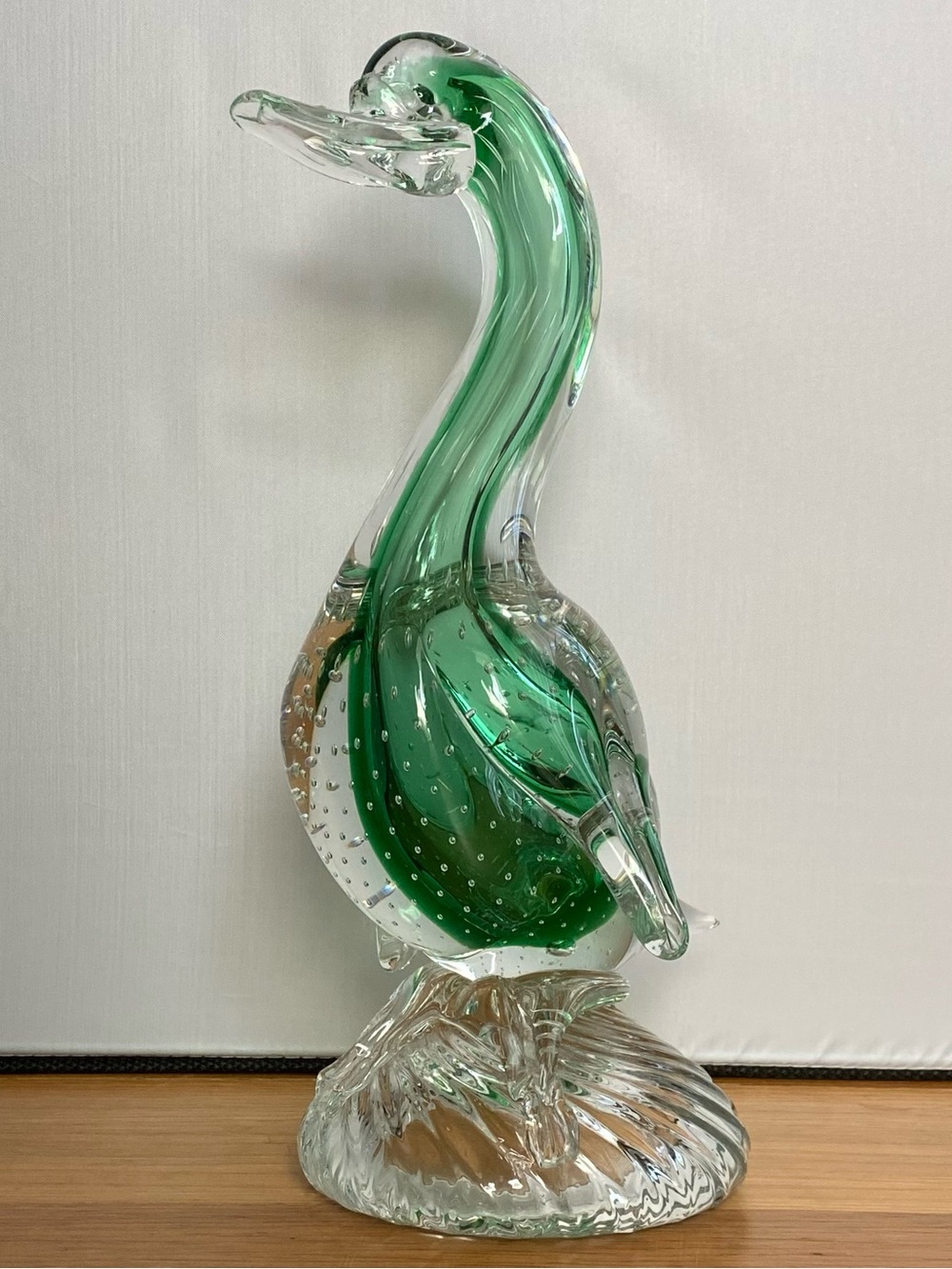 Vintage Green Murano-Style Glass Duck Sculpture - Home Art